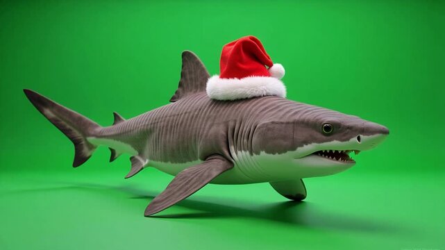 Festive Sand Tiger Shark walkcycle loop, a whimsical 3D animation perfect for holiday content, adding a touch of marine magic to your project. 4K CGI fur detail