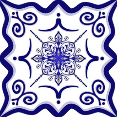 Seamless pattern with blue tiles