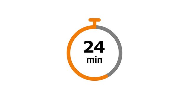 Animation of timer clock icon with 57 min. Stopwatch icon in flat style 57 to 0 minute. and creating a stunning video.4k video.