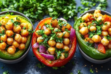 Stuffed peppers filled with chickpea salad