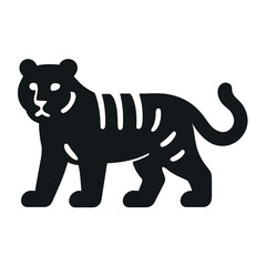 Fototapeta premium Minimalist tiger icon in black on white background