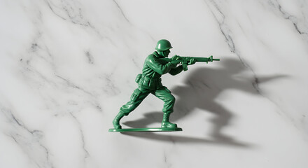 Toy Soldier On Marble Surface Detailed Military Toy Soldiers Fighting Figures Green Plastic Soldier Army Men Toys War Game Concept Childhood Nostalgia Security Concept