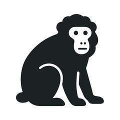 Fototapeta premium Silhouette of sitting monkey icon in black and white design