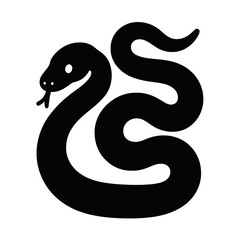 Black silhouette of cartoon snake with curled tail