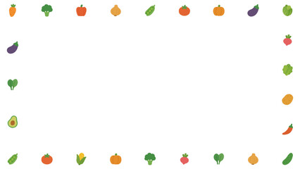 Cute Vegetable Border Frame, Cooking and Meal Design Background