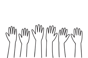 Volunteer Hands Symbol Black and White Unity and Charity Illustration