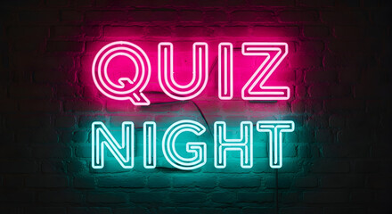 Quiz Night Neon Sign A Vibrant Invitation for Trivia Fun Competition Entertainment Challenge Knowledge Questions Answers Teamwork Pub Bar Evening Event Promotion 180