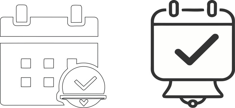 Two Calendar Icons with Checkmarks date schedule - Powered by Adobe