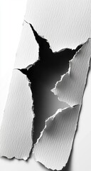 Torn white paper reveals dark shape