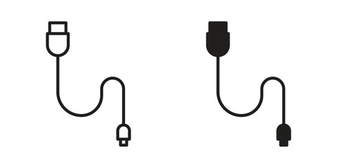 Phone cable icon art in black and white