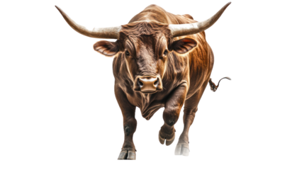 Angry Brown Bull Charging