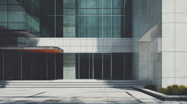 Modern architectural facade with geometric patterns and minimalist design