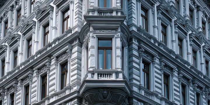 Ornate Historic Building Corner with Grand Architectural Details and Windows