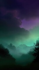 Fototapeta premium Spooky Green-to-Purple Halloween Background with Seasonal Elements 