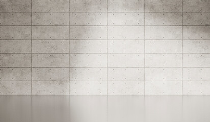 Empty dark abstract industrial cement wall studio room interior for display product on concrete wall background with soft shadows from the window