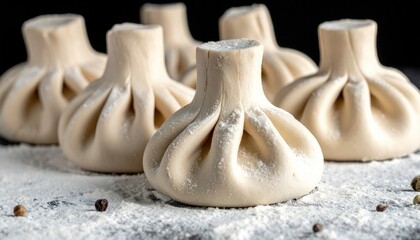 Georgian khinkali on a black background