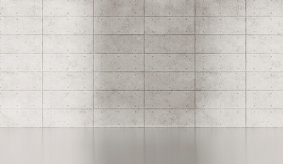Empty dark abstract industrial cement wall studio room interior for display product on concrete wall background with soft shadows from the window