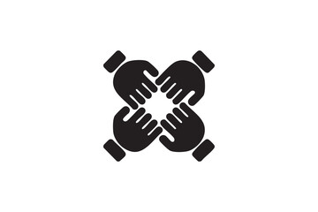 Unity and Togetherness Hands Icon Black White Minimal Illustration