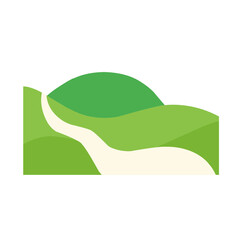 illustration of green hill with road