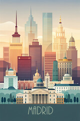 Madrid skyline minimalist style