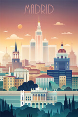 Madrid skyline minimalist style