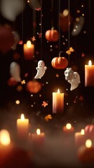 Magical Halloween Elements Suspended with Glowing Atmosphere 
