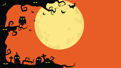 Creepy Graveyard And Dead Tree With Full Moon Background