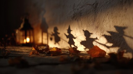 Cinematic Light and Shadow Scene with Halloween Atmosphere 
