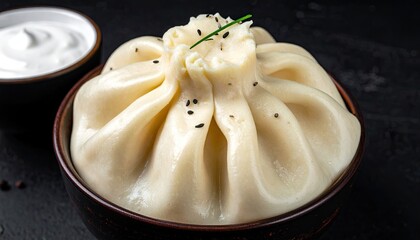 Georgian khinkali on a black background