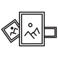 Stacked Photo Frames with Landscape and Activity Icons