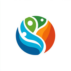 Naklejka premium a minimalist-style logo featuring water and fire elements within a circle on a white background