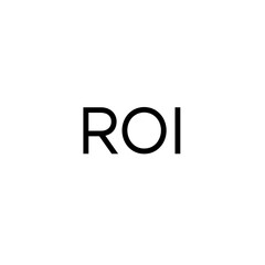 ROI financial analysis text in minimal black font on white background  