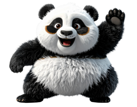 Playful Dancing Panda, Transparent Background PNG