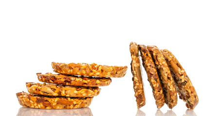 Thaler cookies with nuts and honey isolated on white background, close-up.