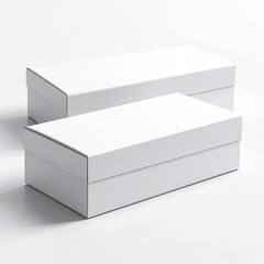 Naklejka premium Two white, rectangular boxes with lids, stacked offset