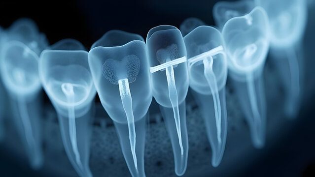 Transparent tooth x-ray showing root canals