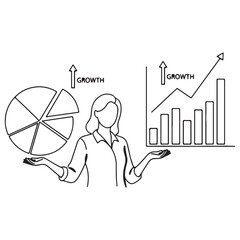 Businesswoman Analyzing Growth Charts Illustration