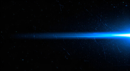 Futuristic blue light streaks against a dark space background creates dynamic effect