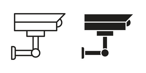 Security camera icon art in black and white