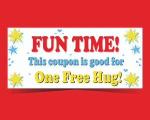 Free Hug Coupon Template Vector Printable Love Gift Certificate with Stars and Hearts Design