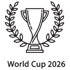 Outline Icon of a Championship Trophy Surrounded by a Laurel Wreath
