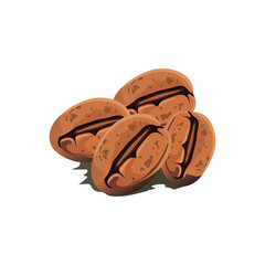 Coffee bean icon. Espresso vector illustration. Coffee shop logo. Roasted coffee symbol. Isolated sign of hot beverage aroma.