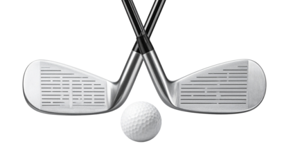 Golf club with ball isolated on transparent background