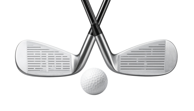 Golf club with ball isolated on transparent background