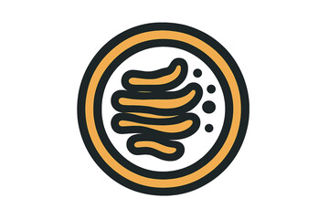 Abstract organic shapes and dots in a circular frame for modern icon or logo