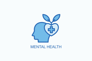 Mental Health Icon Or Logo Isolated Vector Illustration