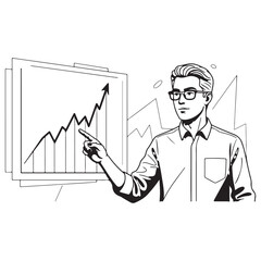 Professional presenting growth chart and data analysis