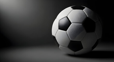 Fototapeta premium Dramatic soccer ball still life perfect for sports marketing high school and university league promotions black and white design with dynamic mood lighting