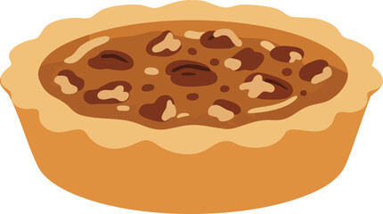 A delicious, freshly baked pecan pie in a golden crust, ready to be served.
