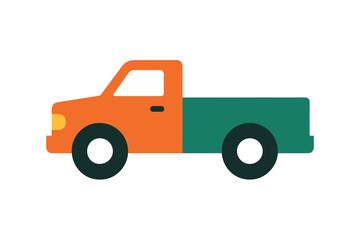 Simple orange and teal pickup truck for transportation and delivery concepts